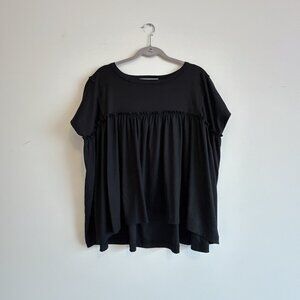 Three Bird Nest Oversized Sunday Morning Babydoll Top in Black
